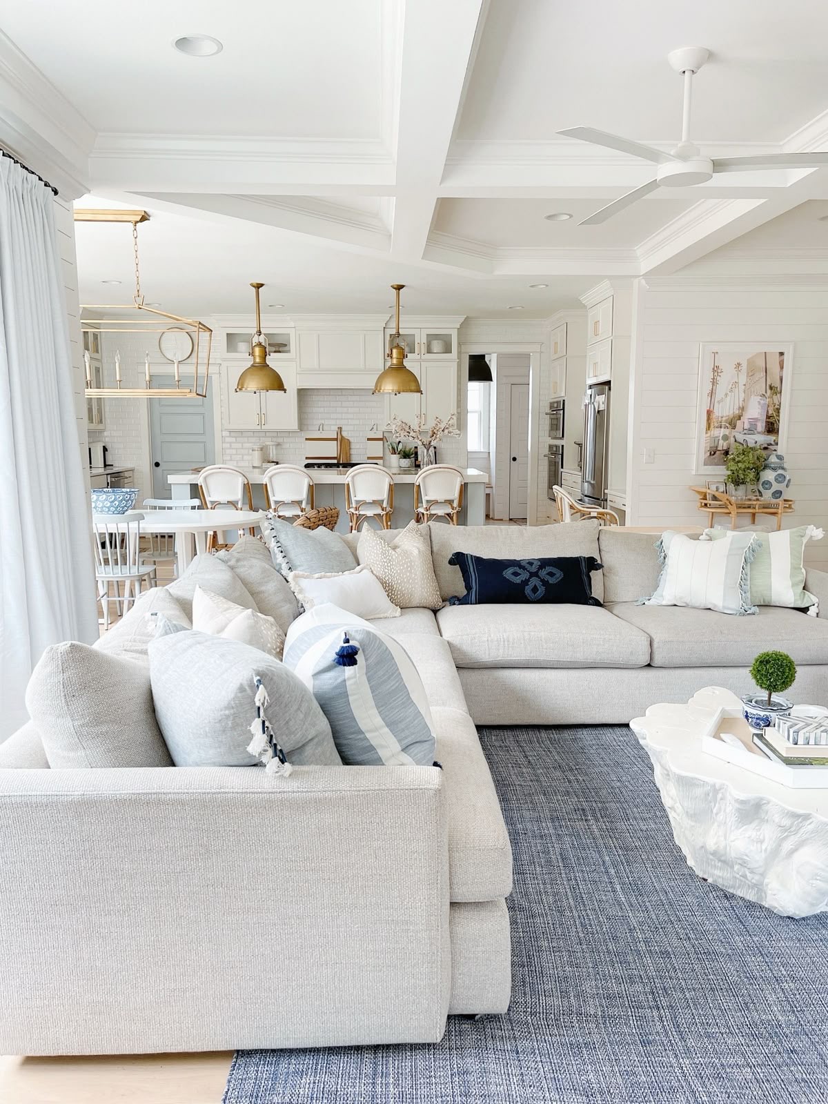 Anchor Your Seating Area with a Textured Blue Rug