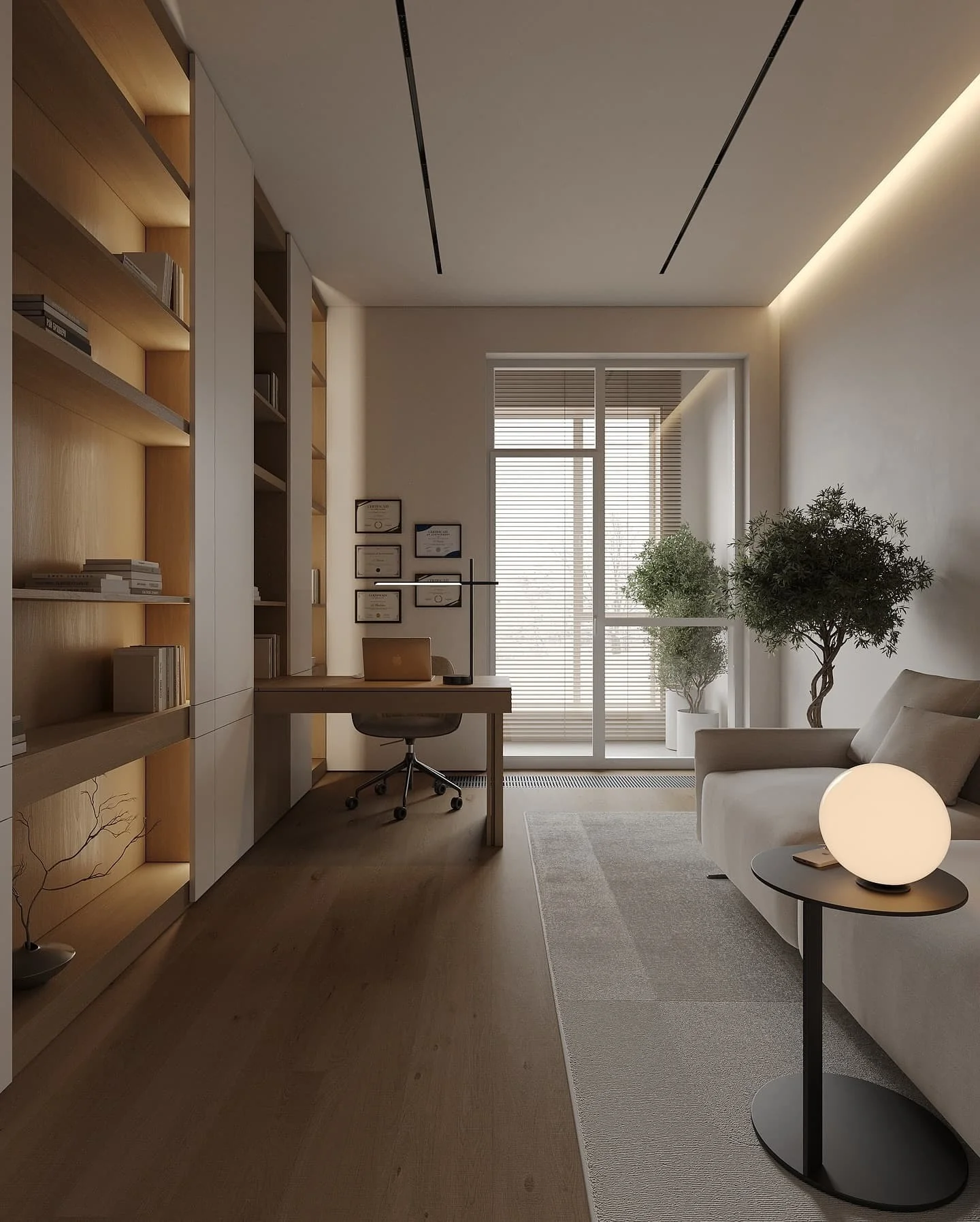 Warm Wood Shelving Adds Cozy Ambiance to Your Office