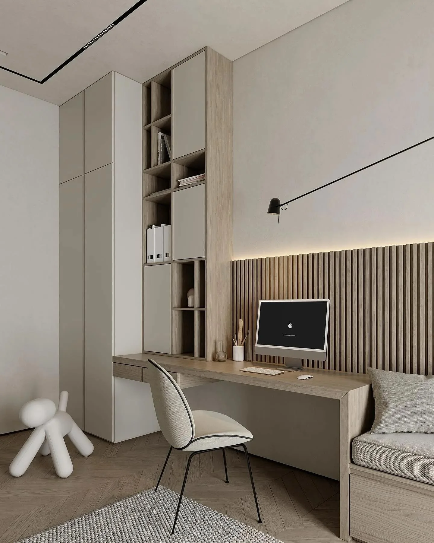 Slatted Wall Panels Add Natural Warmth Behind Your Desk