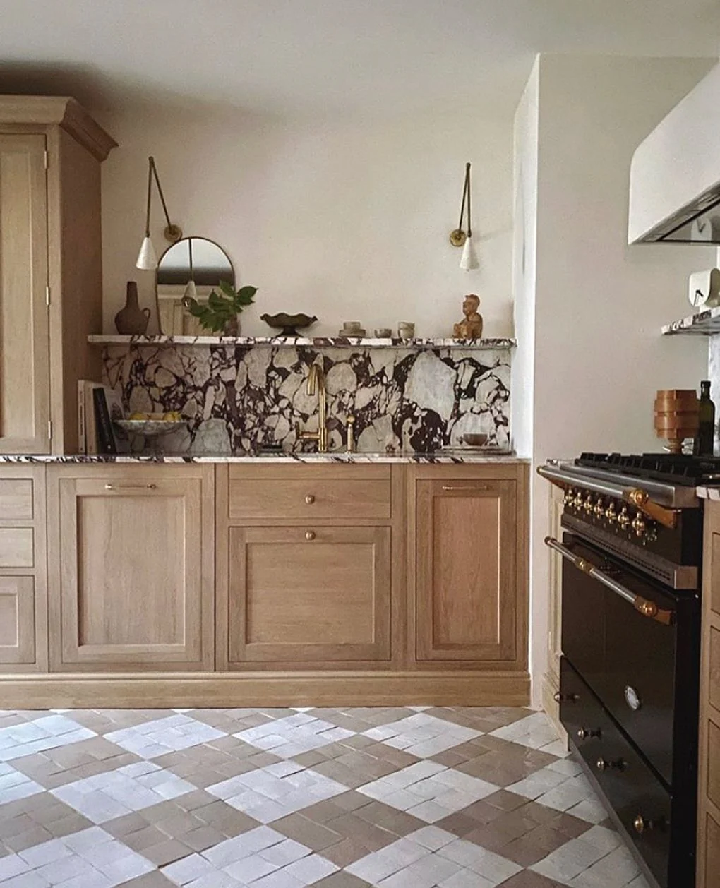 Dramatic Purple Marble Backsplash Adds a Bold Statement