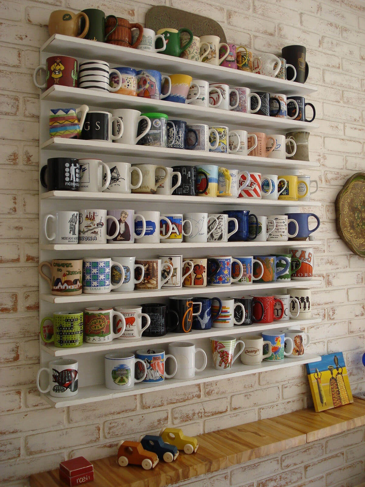 White Shelves Create a Tiered Display for Your Mug Collection