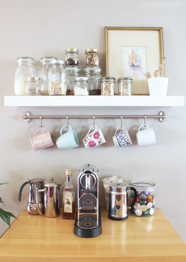 Chrome Rail Under Shelf for Mug Hanging