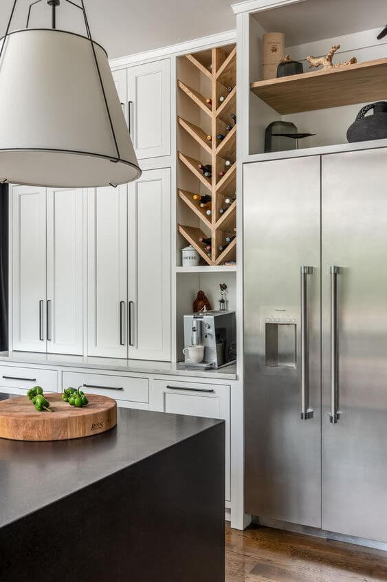 Chevron Wine Rack Built Into Cabinetry