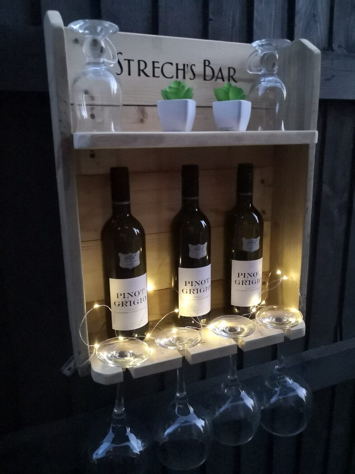 Personalize a Bar Sign to Hold Bottles and Glasses