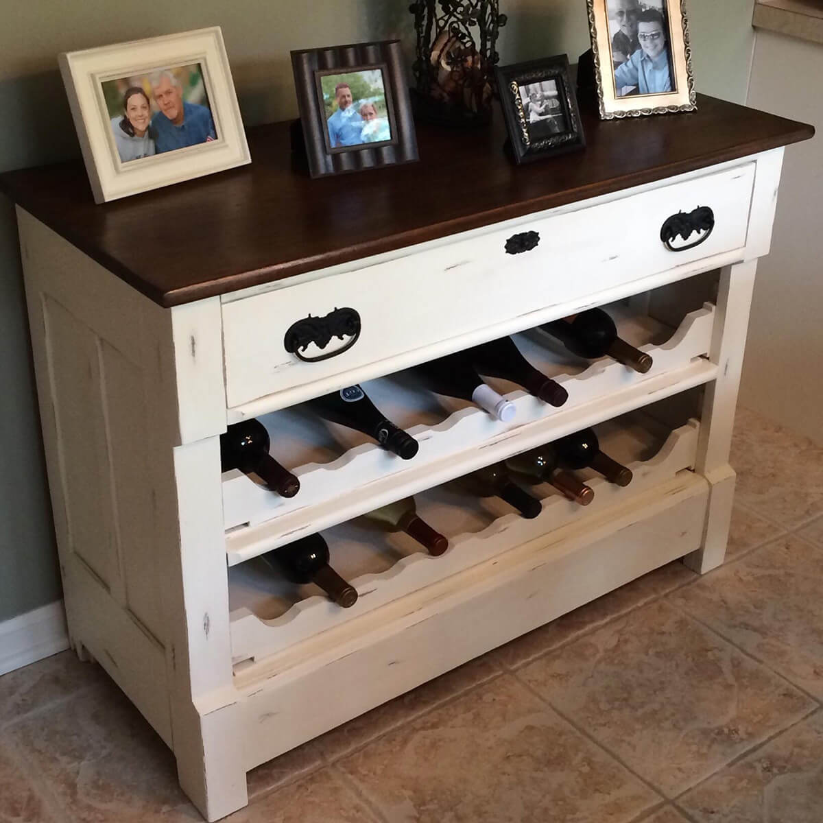 Reimagine a Dresser Base as a Tiered Wine Rack