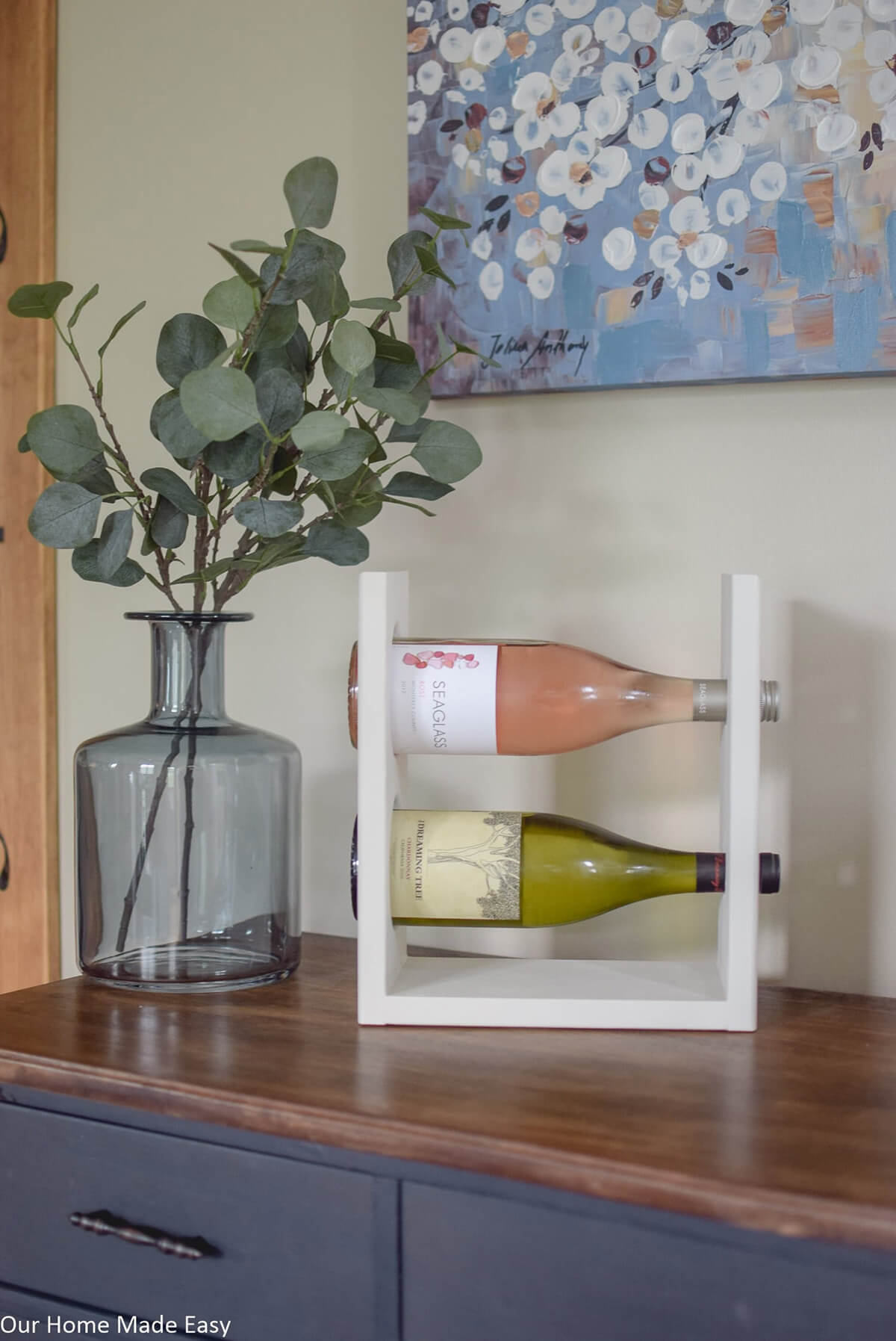 Compact White Wine Rack for Two Bottles