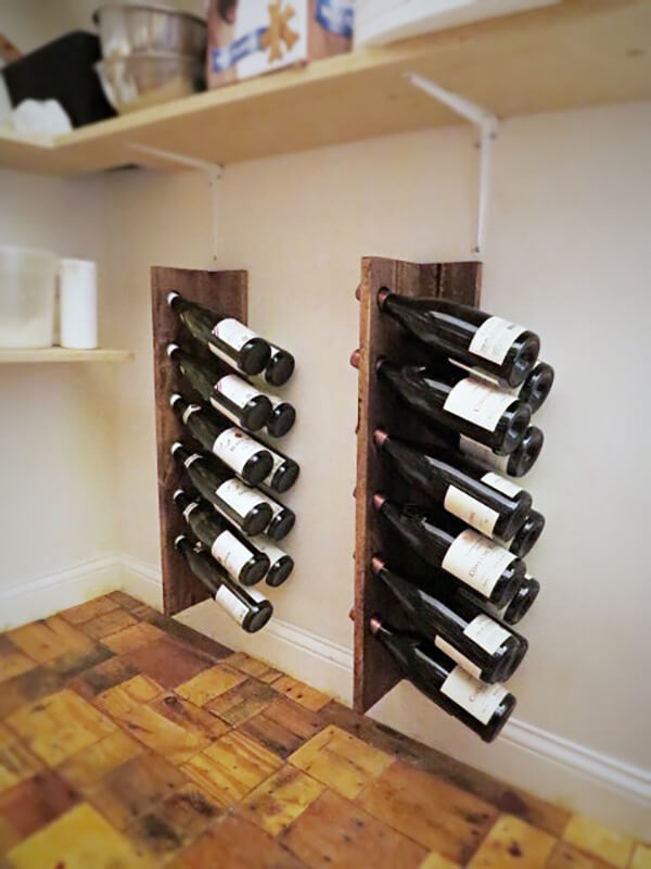 Cradle Bottles in Angled Holes on Rustic Wood