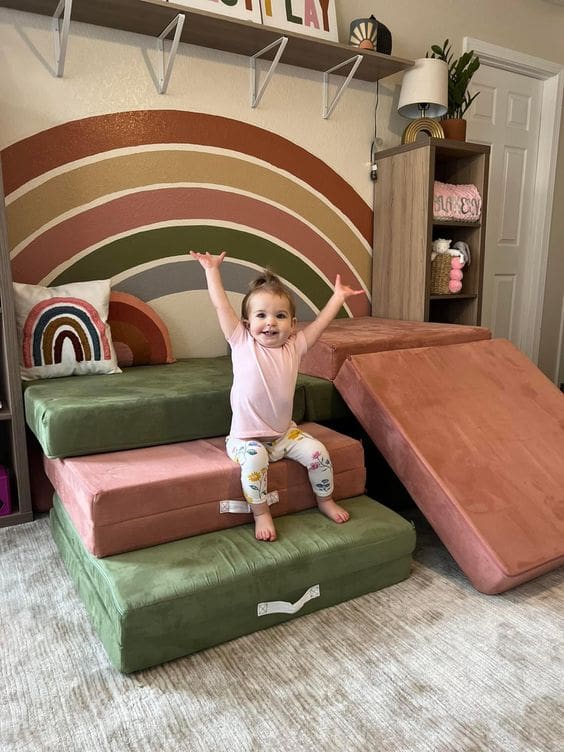 Design a Playful Staircase by Stacking Nugget Couch Blocks