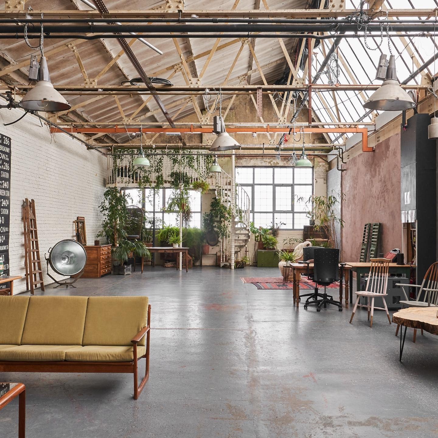 Industrial Pendant Lights Visually Separate Open Office Zones