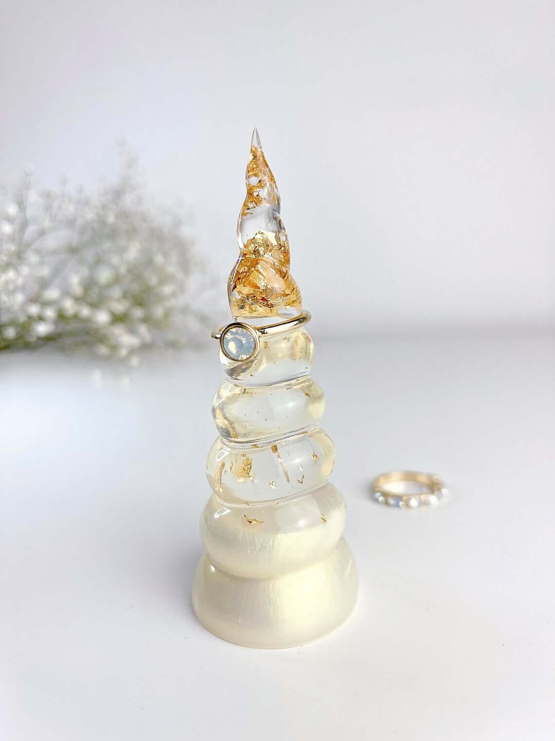 Conical Resin Holder With Embedded Gold Flakes