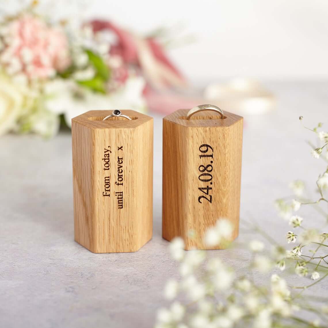 Engrave Wooden Hexagons for Wedding Rings