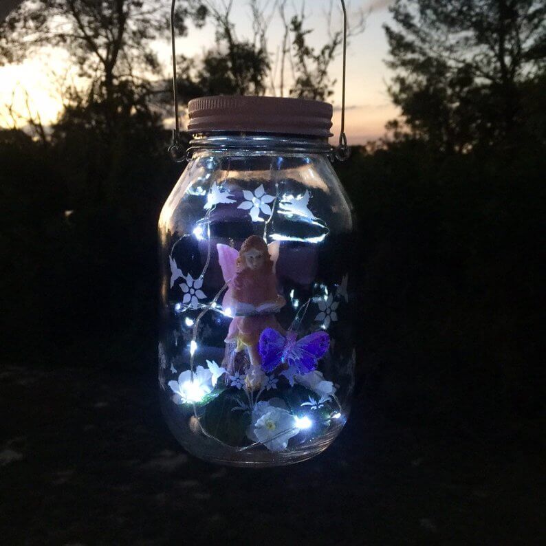 Mason Jar Fairy Garden With Twinkling Lights