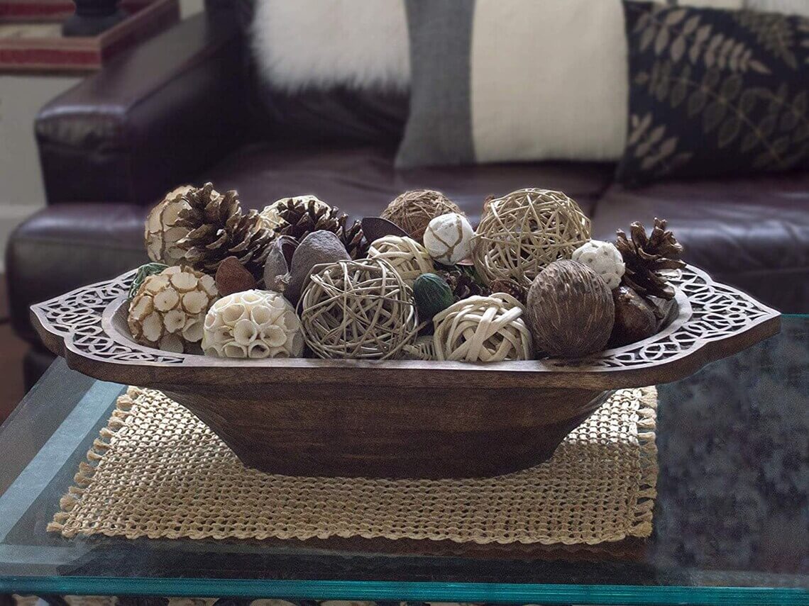Natural Textures in a Carved Wooden Bowl