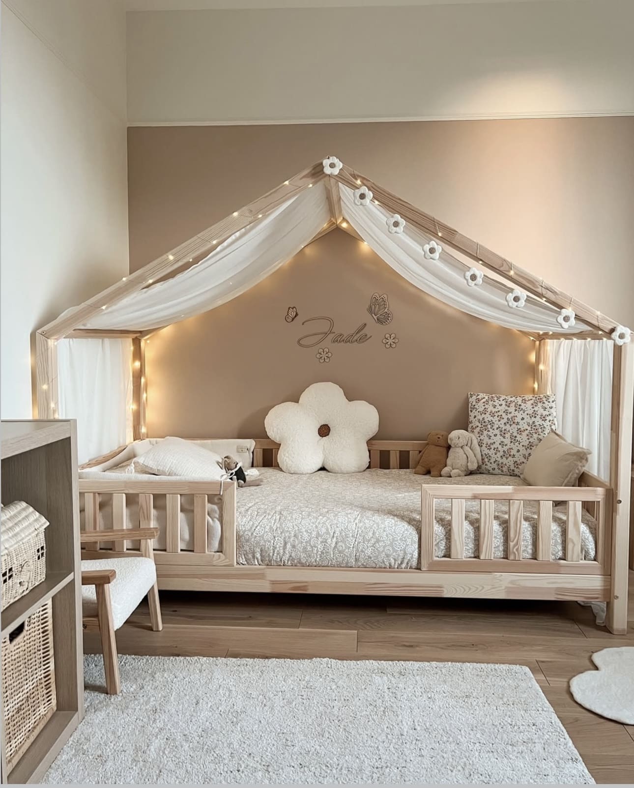 Canopy Bed Drapes With Flower Garland Add Whimsical Charm