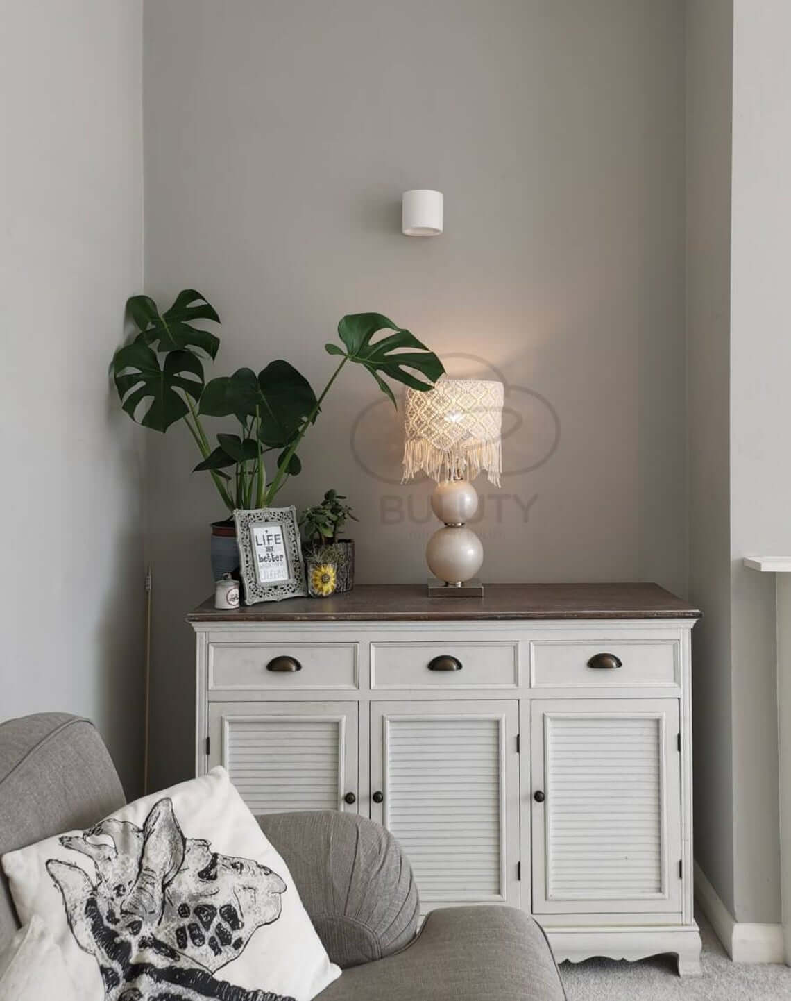 Woven Rope Lamp Shade With Layered Tassels