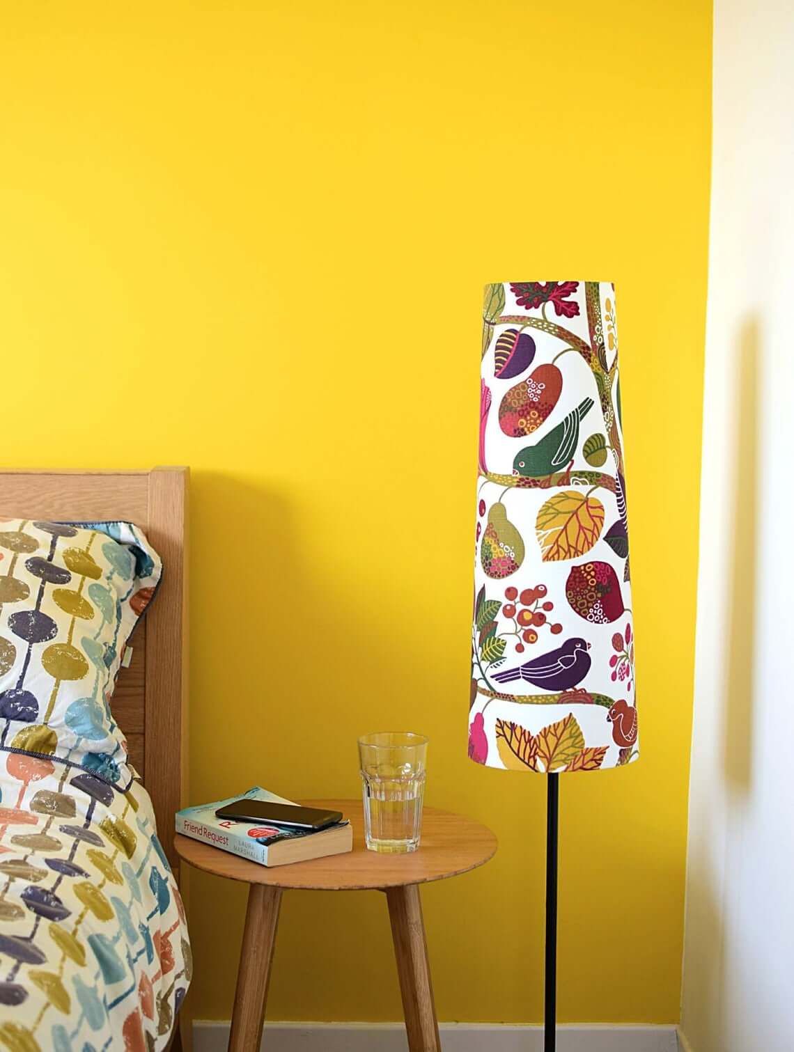 Whimsical Bird and Berry Lamp Shade Adds Playful Pattern