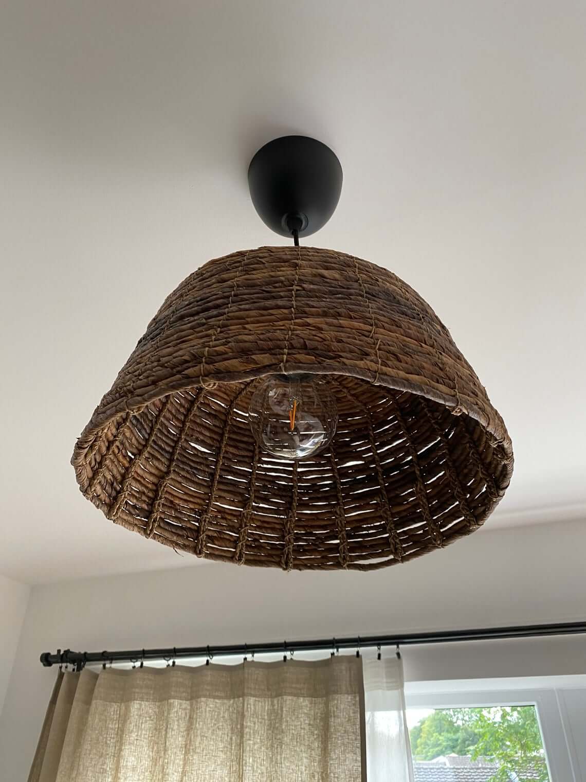 Woven Rattan Lamp Shade With Open Weave Design