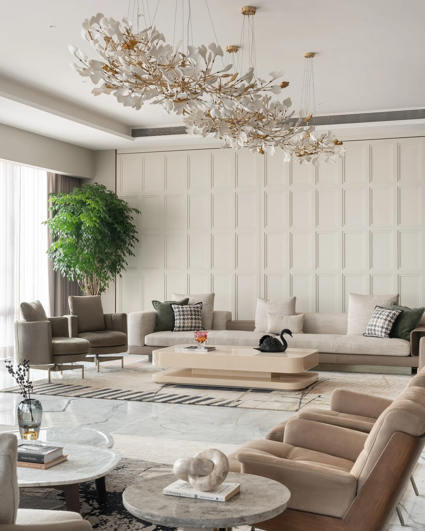 Mimic Branching White Leaves with a Sculptural Chandelier