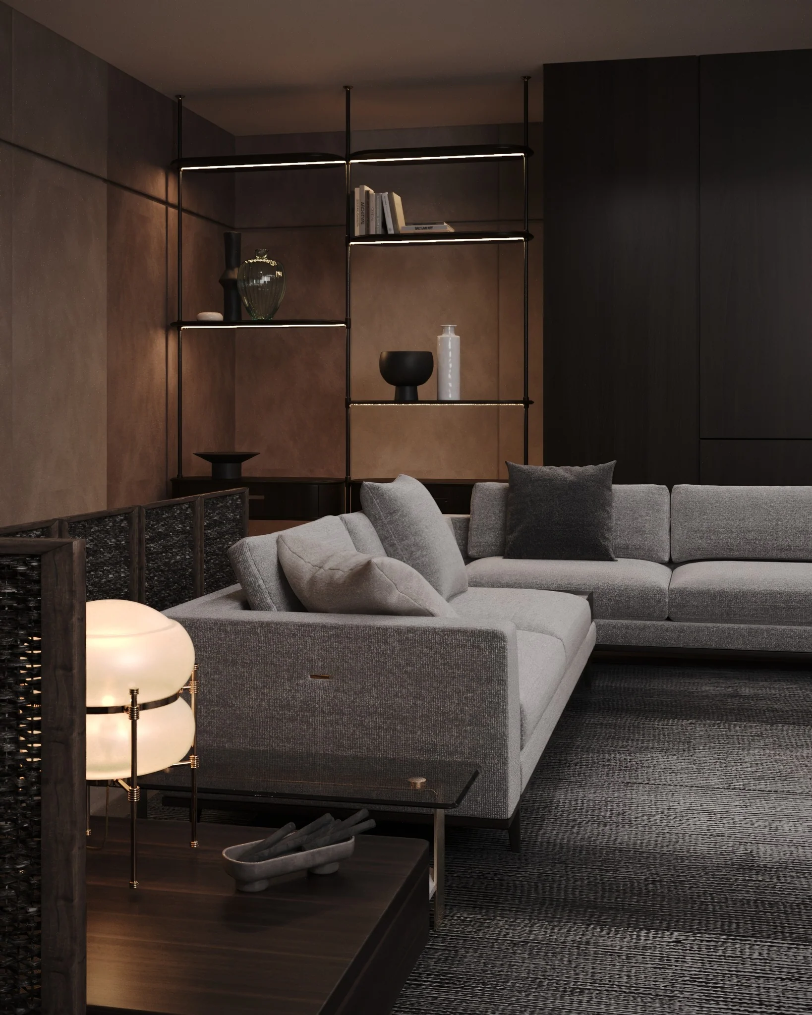 Highlight Sculptural Decor with Integrated LED Shelving