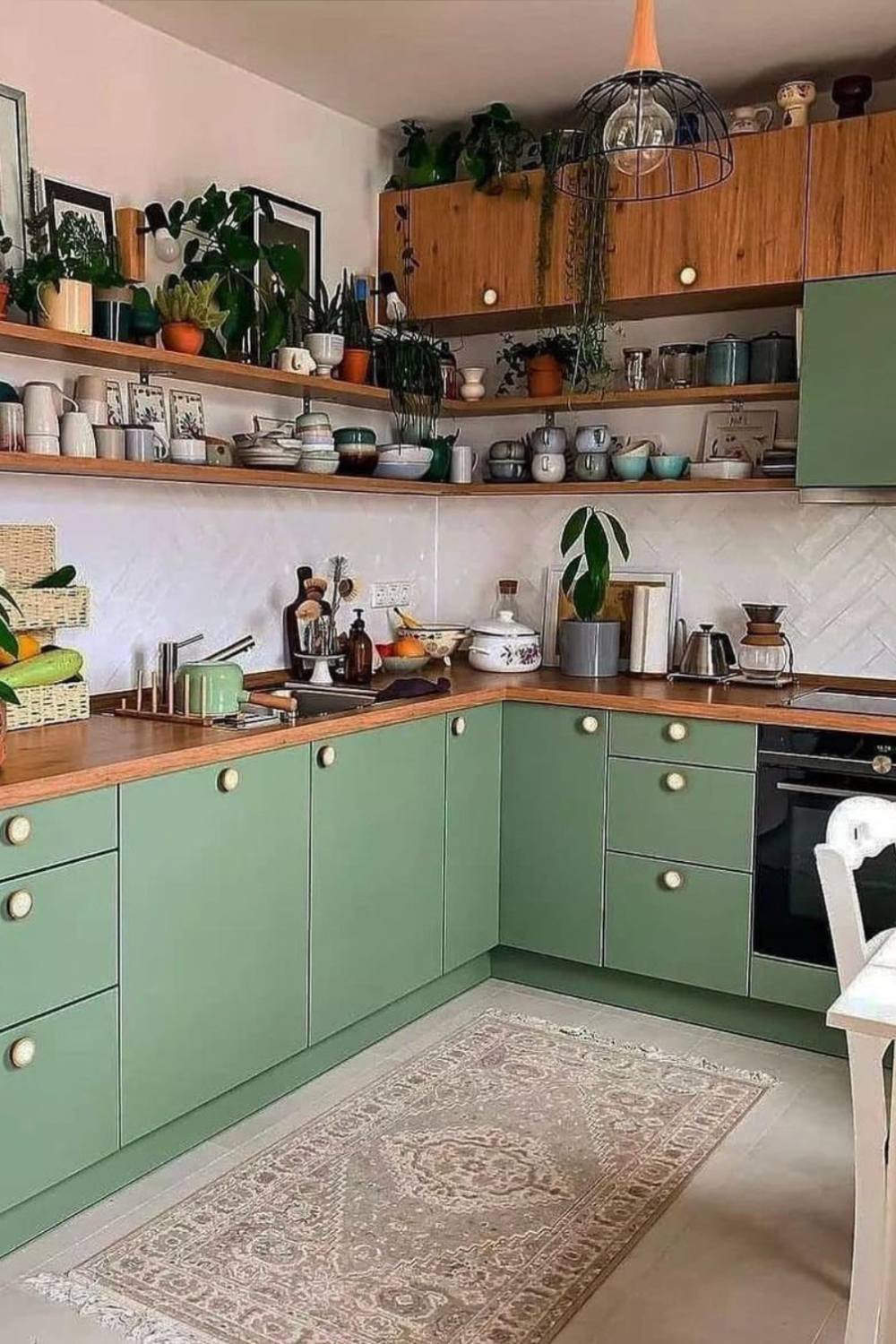 Open Shelving Filled With Plants and Ceramics