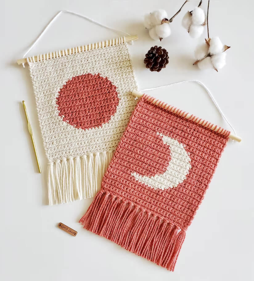 Sun and Moon Banners with Fringe Accents