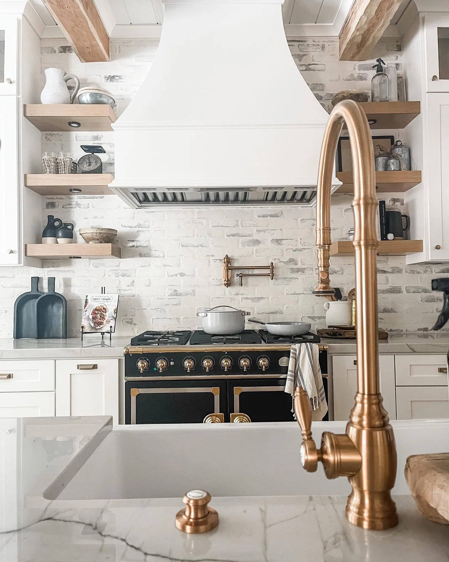 Brass Pot Filler Adds Warm Metallic Detail