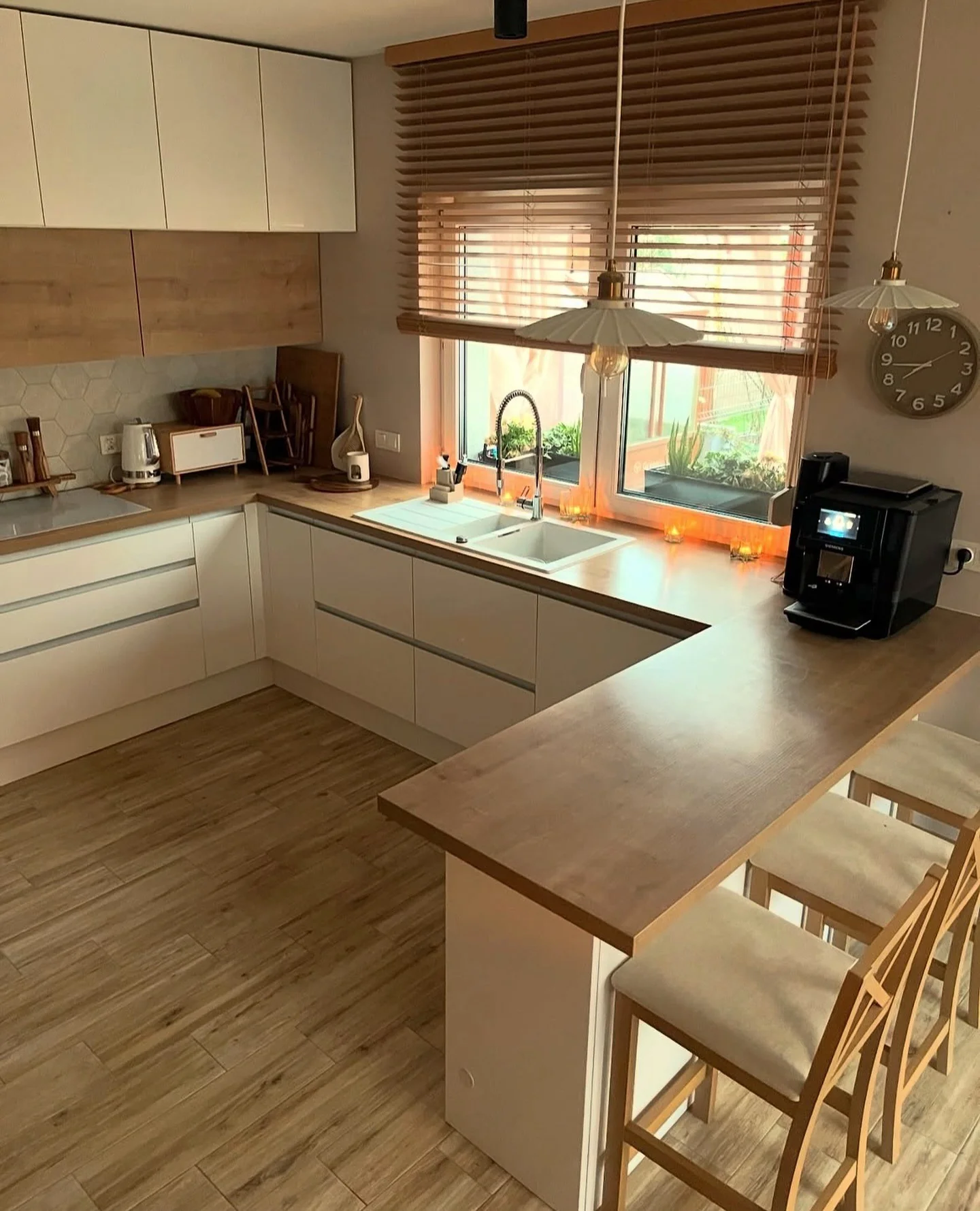 Complement White Cabinets with Natural Wood Elements