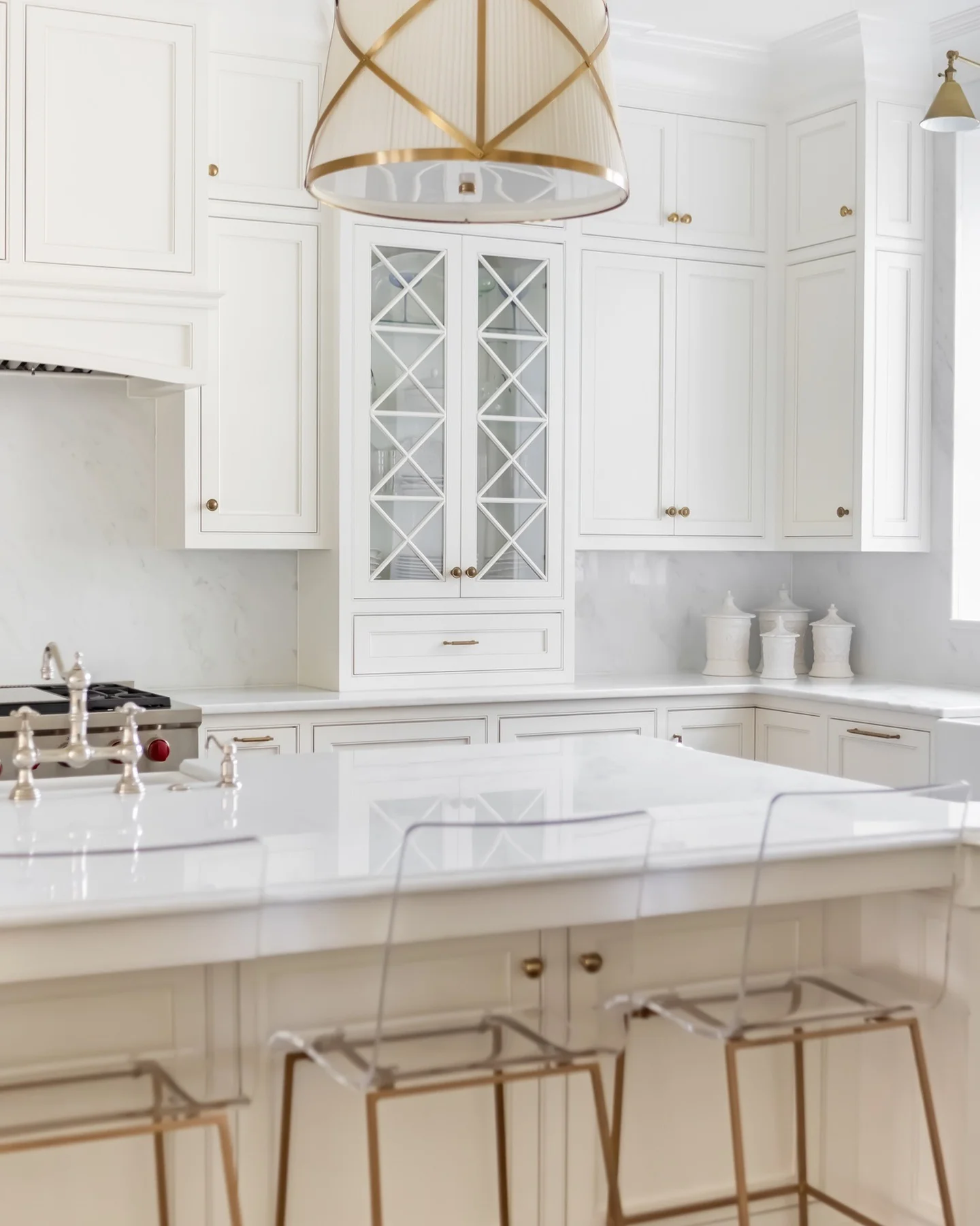 Glass-Front Cabinets With Geometric Panes