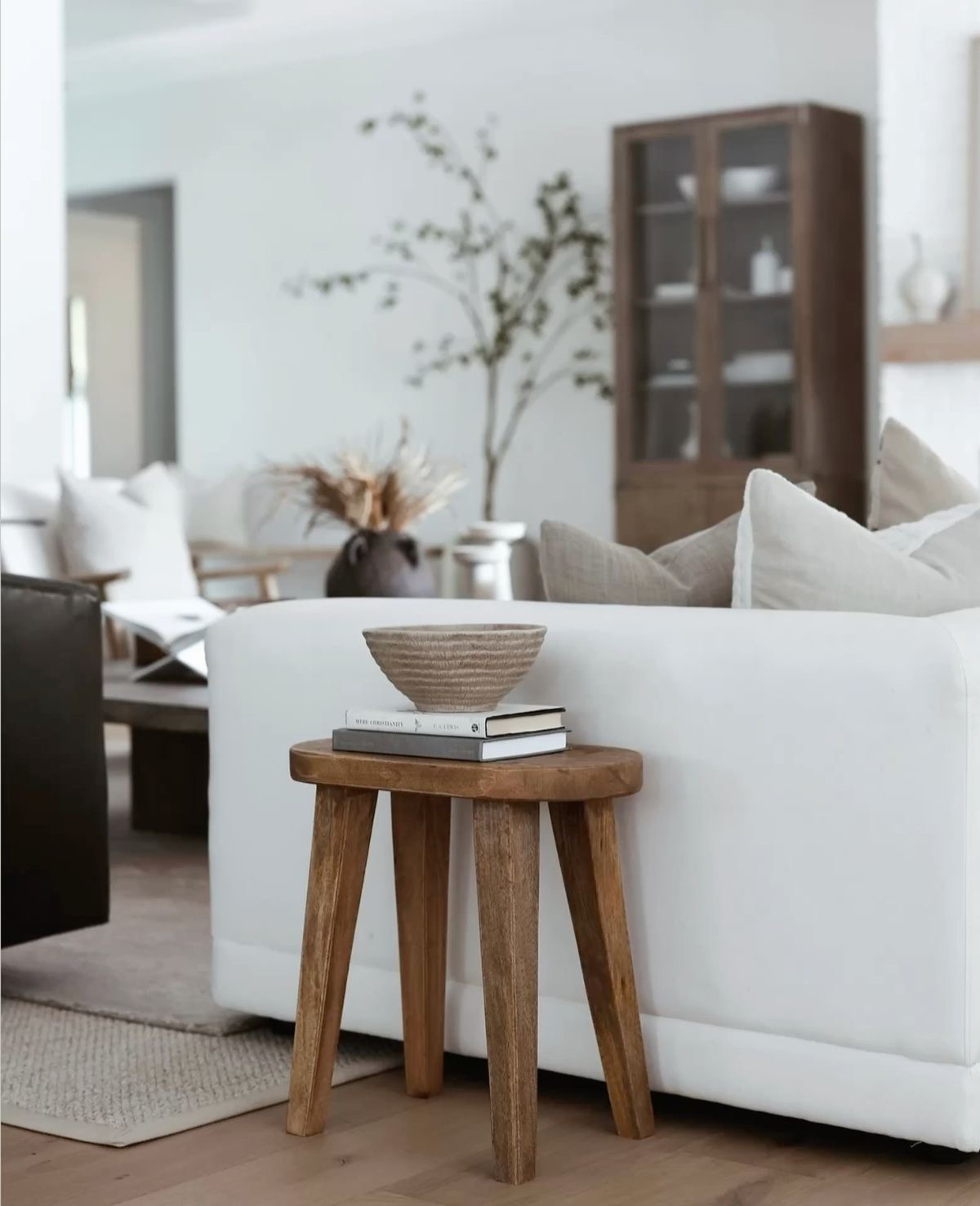 Rustic Stool for Books and a Bowl