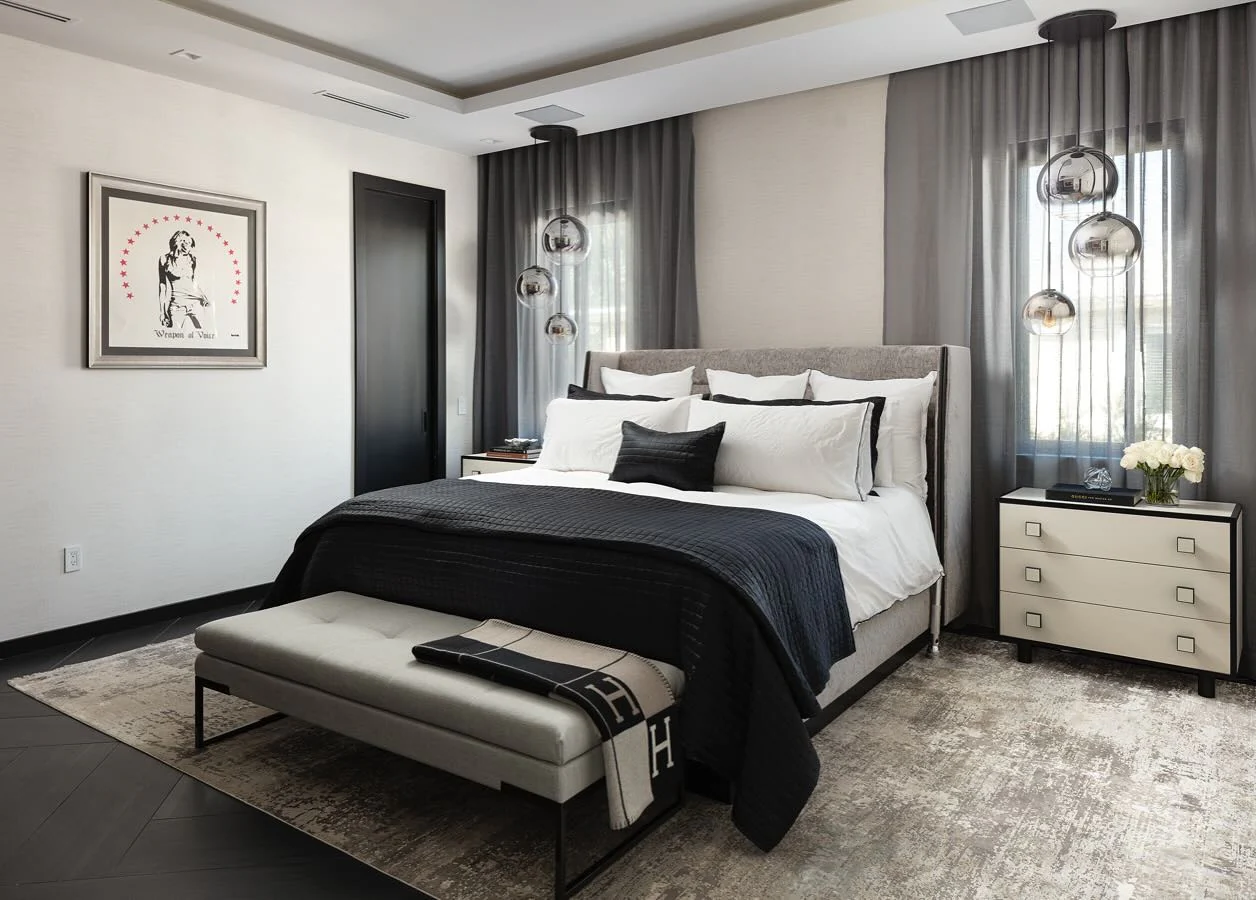 Graphic Art Adds a Bold Statement Above the Bed