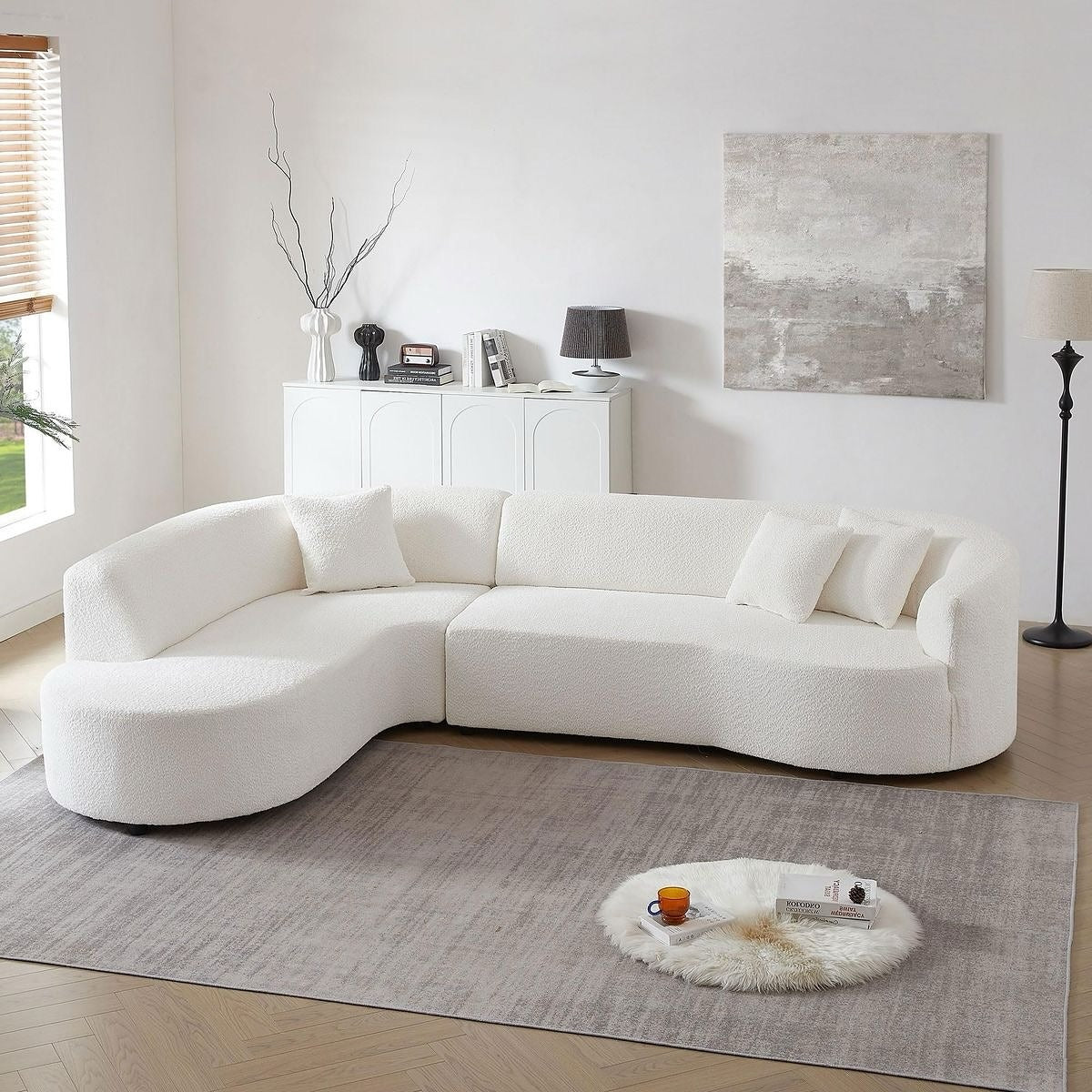 Embrace Softness with a Curved Bouclé Sectional