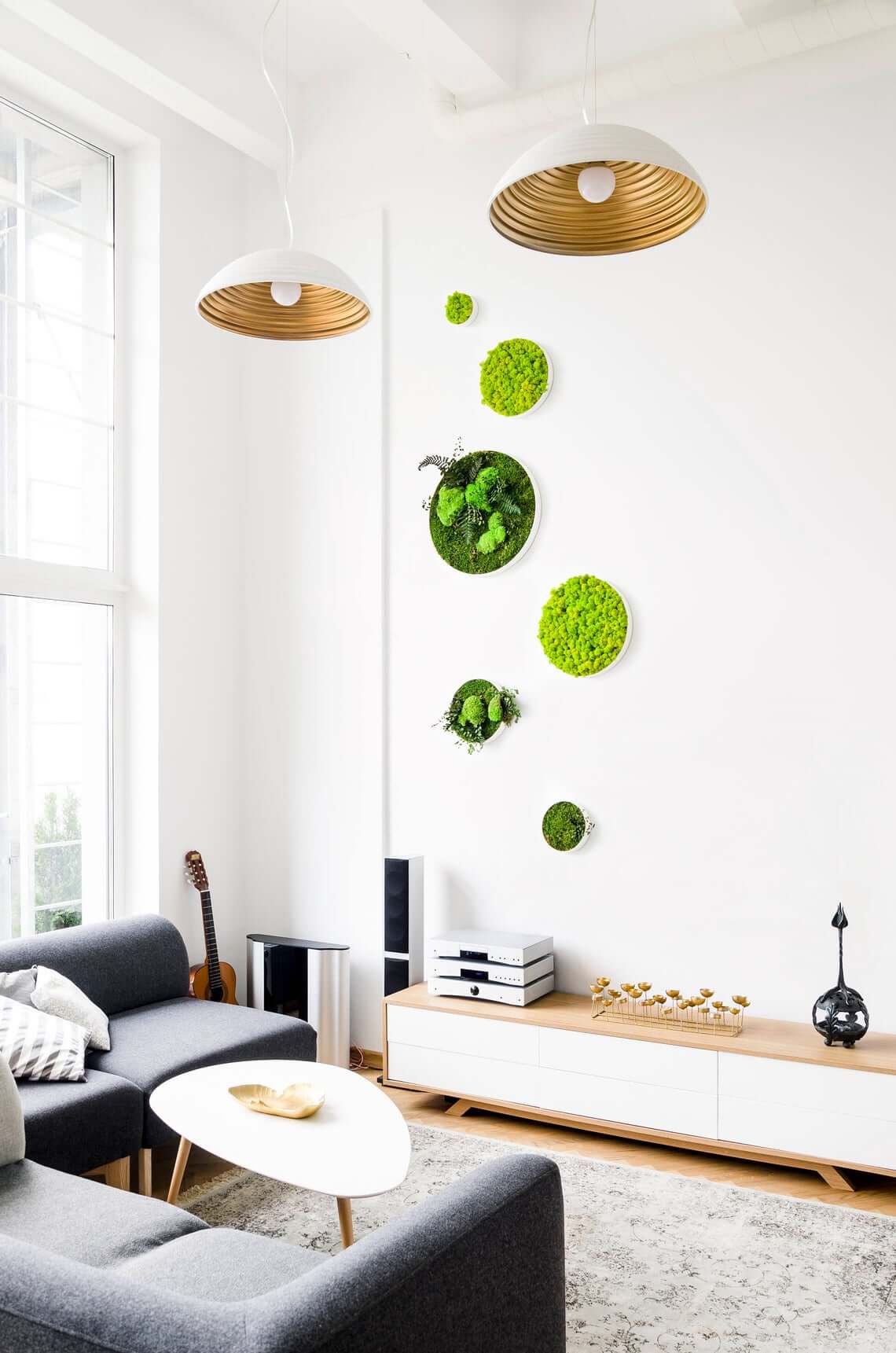 Cascading Circular Moss Art Pieces Create Organic Flow