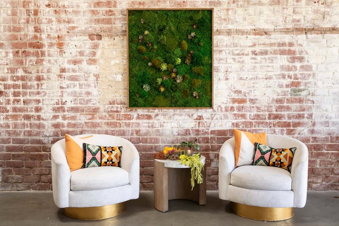 Frame Moss Art with Mixed Greenery and Small Blooms