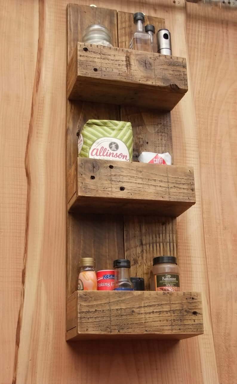 Design Tiered Wooden Shelves With Raised Fronts for Pantry