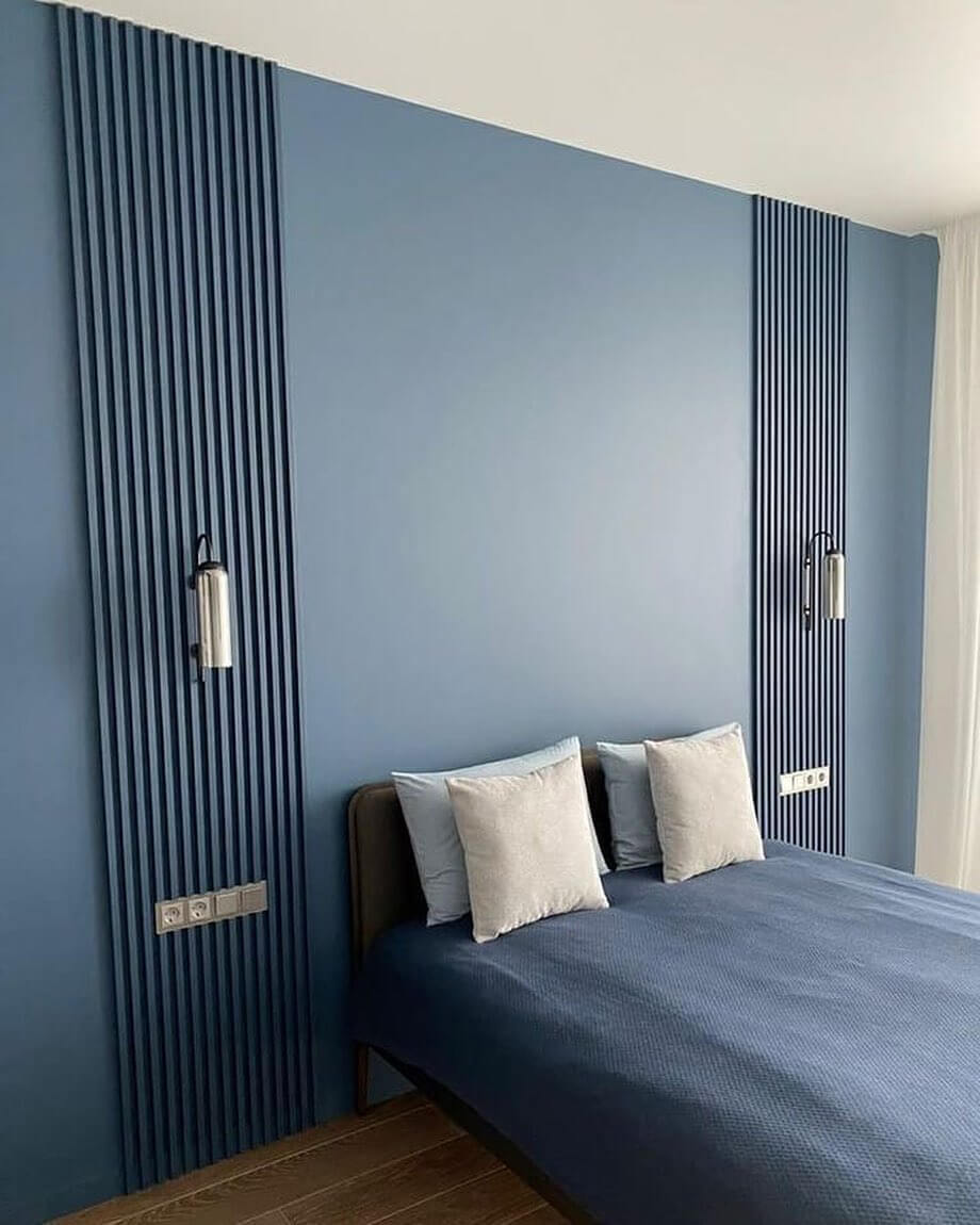 Vertical Wood Slat Panels Frame Wall Sconces