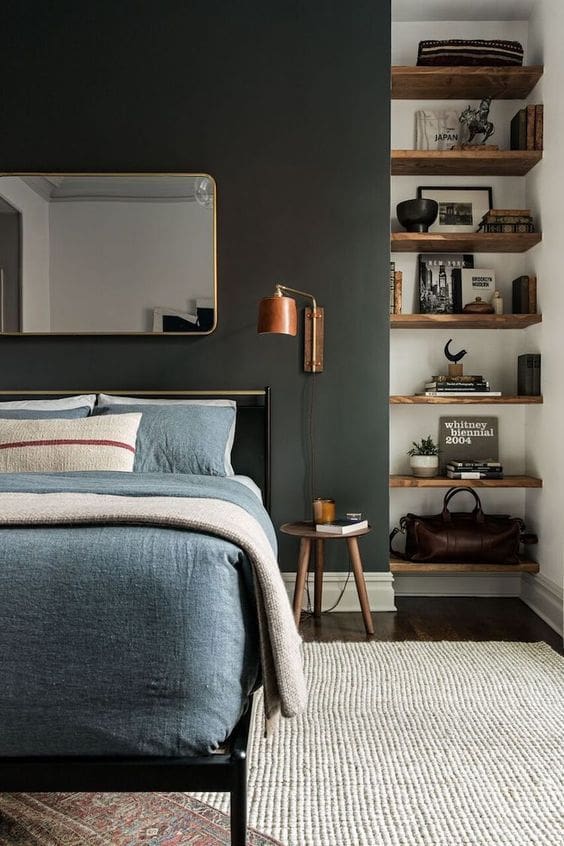 Rectangular Mirror with Brass Frame Adds Polish