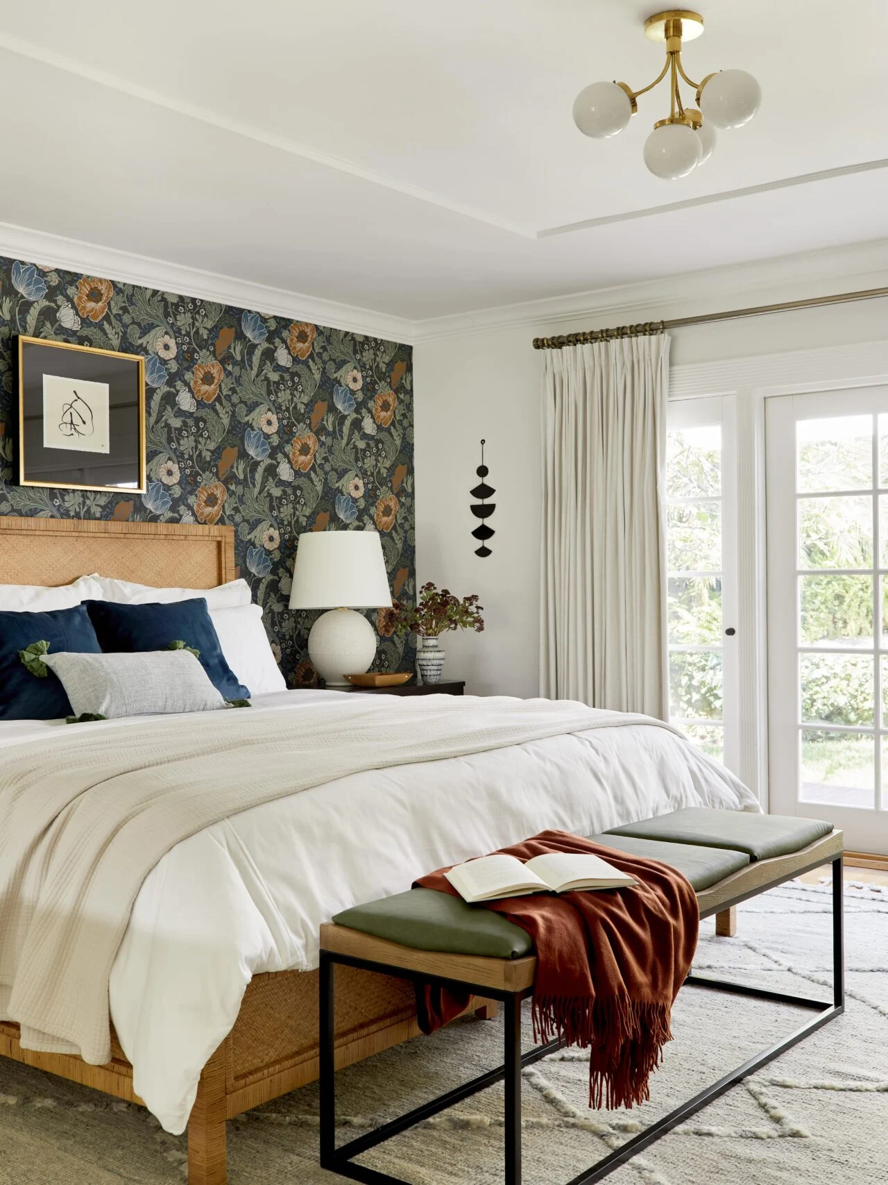 Bold Floral Wallpaper as a Dramatic Bed Back Wall