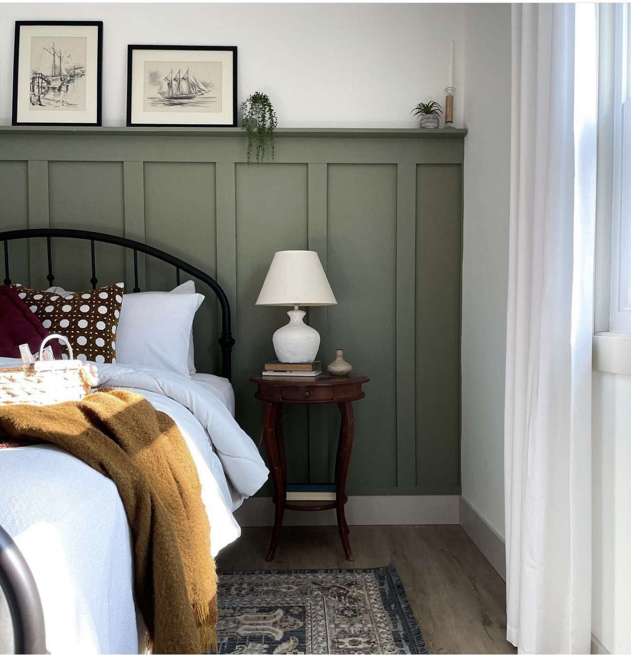 Paneled Bed Back Wall Creates a Cozy Nook