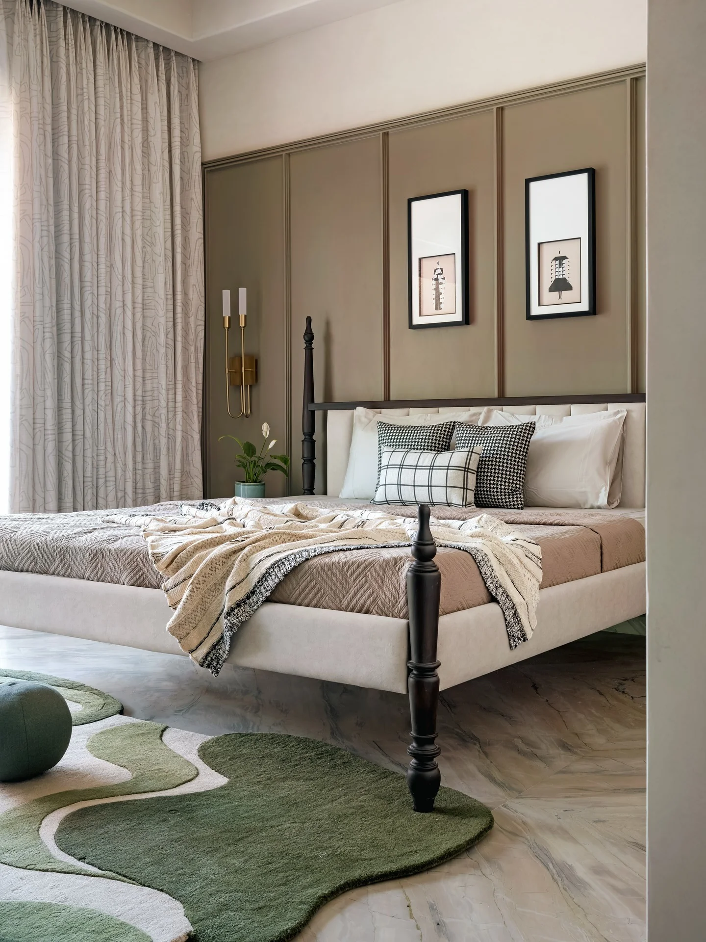 Soften the Floor with a Curved Green Rug
