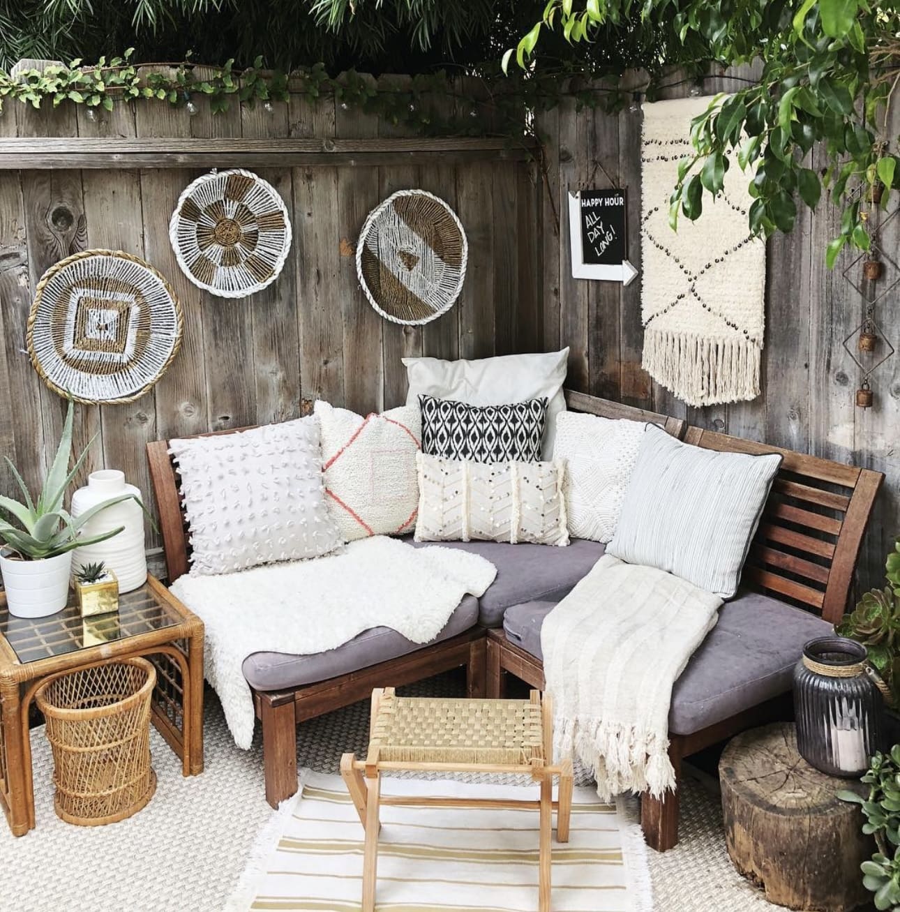 Woven Wall Baskets Add Boho Texture to Wooden Fences
