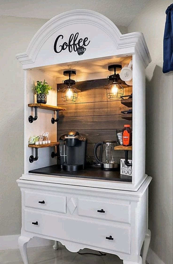 Industrial Pipe Shelving for Coffee Bar Accessories