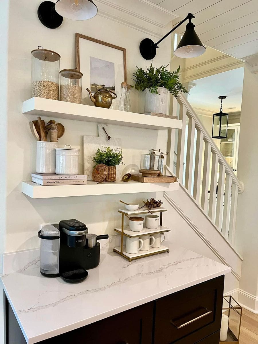 Tiered Marble Stand for Coffee Bar Condiments and Mugs