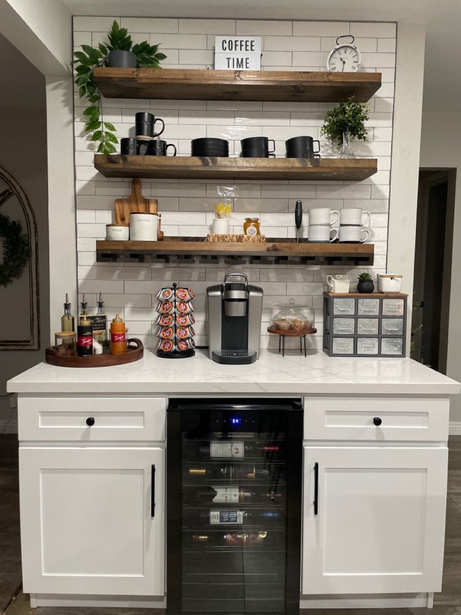 Wooden Wine Rack Shelves for Coffee Bar Glassware