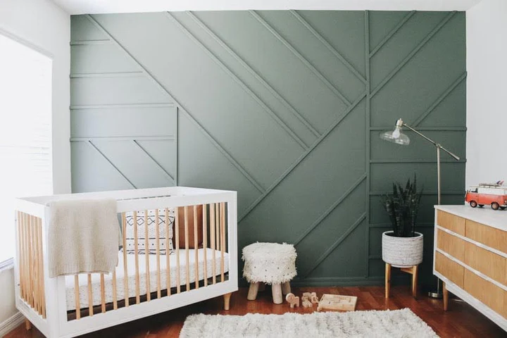 Geometric Wood Trim Creates a Modern Accent Wall
