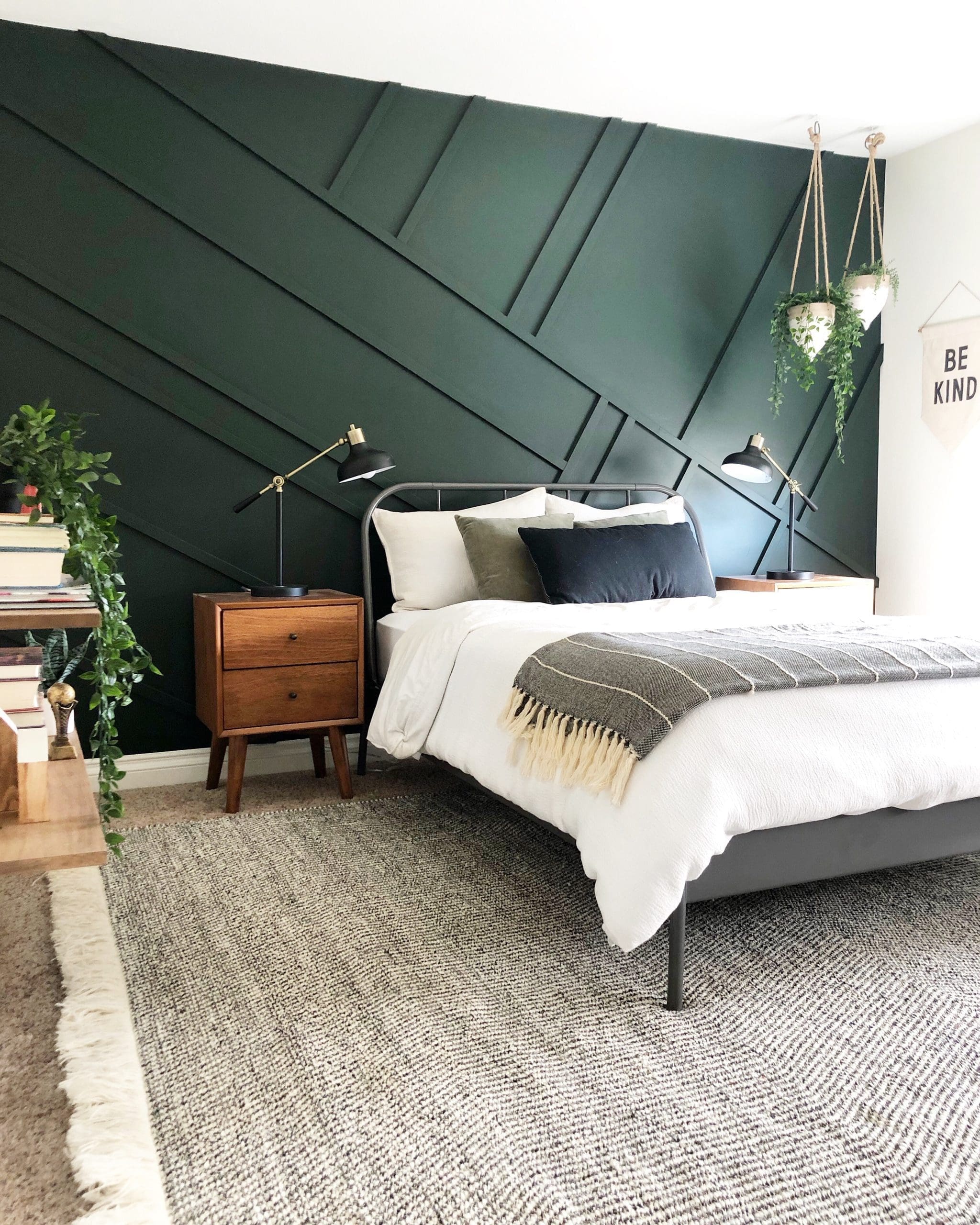 Geometric Wood Paneling Creates a Modern Green Accent Wall