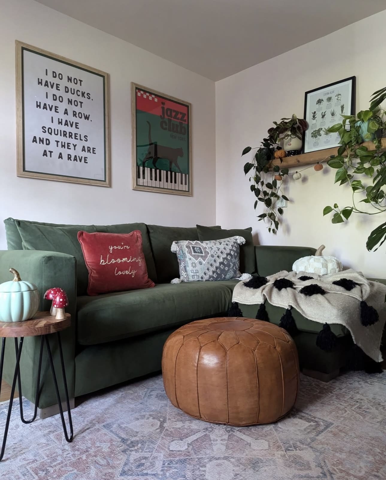 Quirky Text Art Adds Personality Above the Sofa