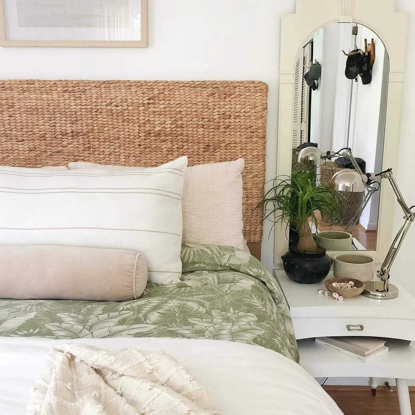 Woven Hyacinth Headboard Adds Organic Texture