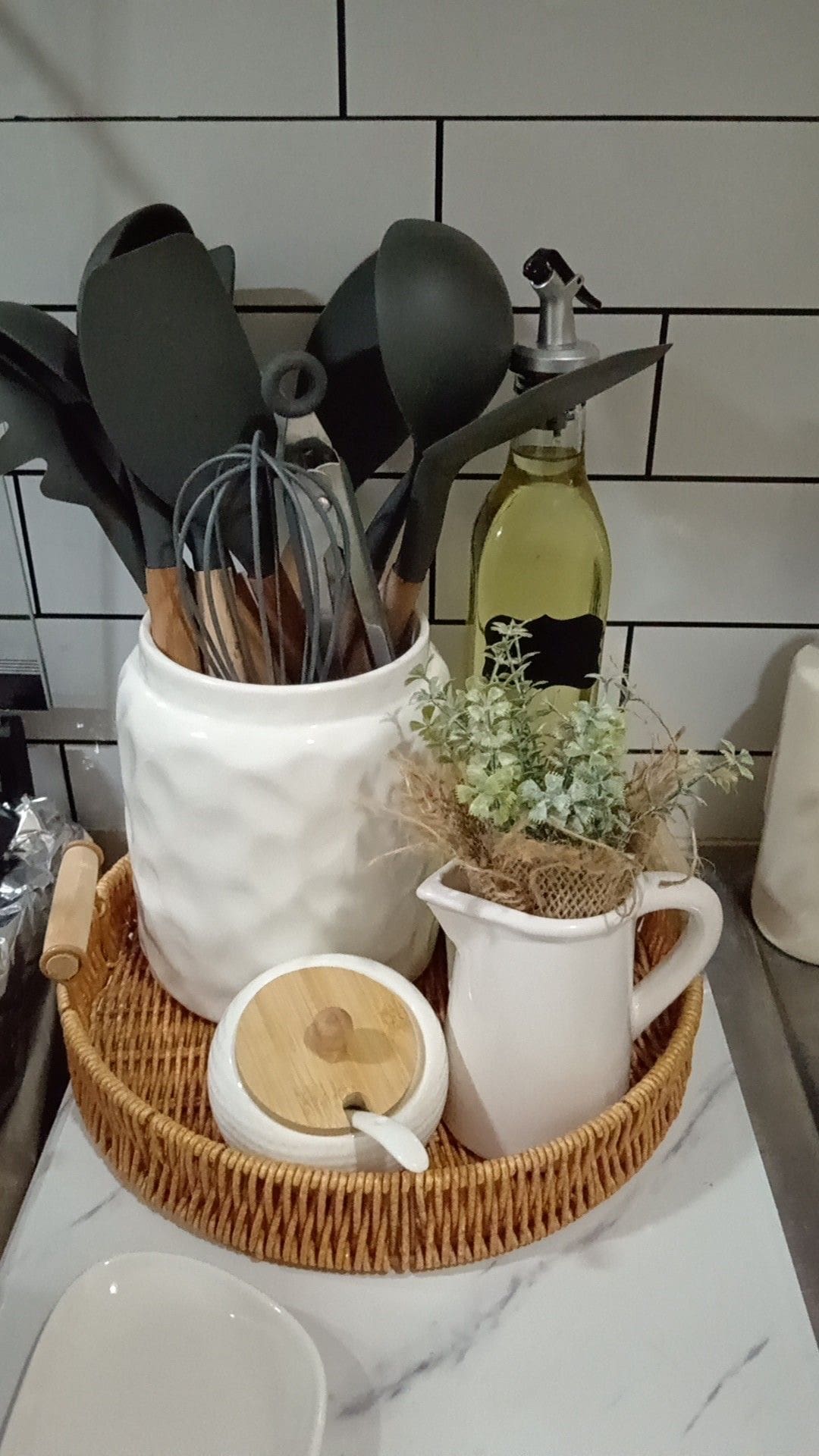 Keep Utensils Handy in a White Ceramic Jar