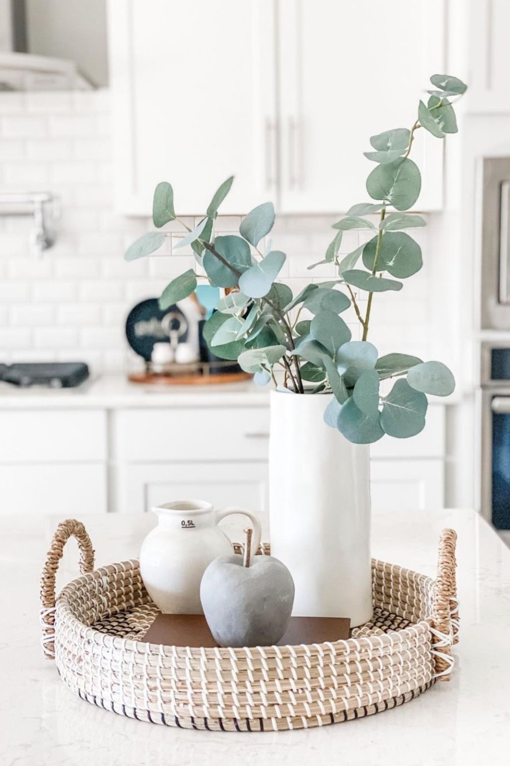 Woven Tray Grounds a Trio of Kitchen Accents