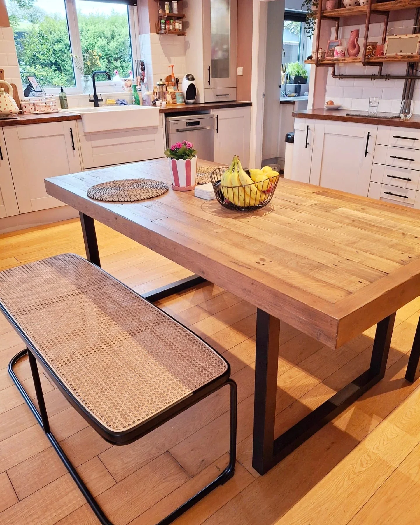 Introduce Natural Texture with a Cane-Seat Bench